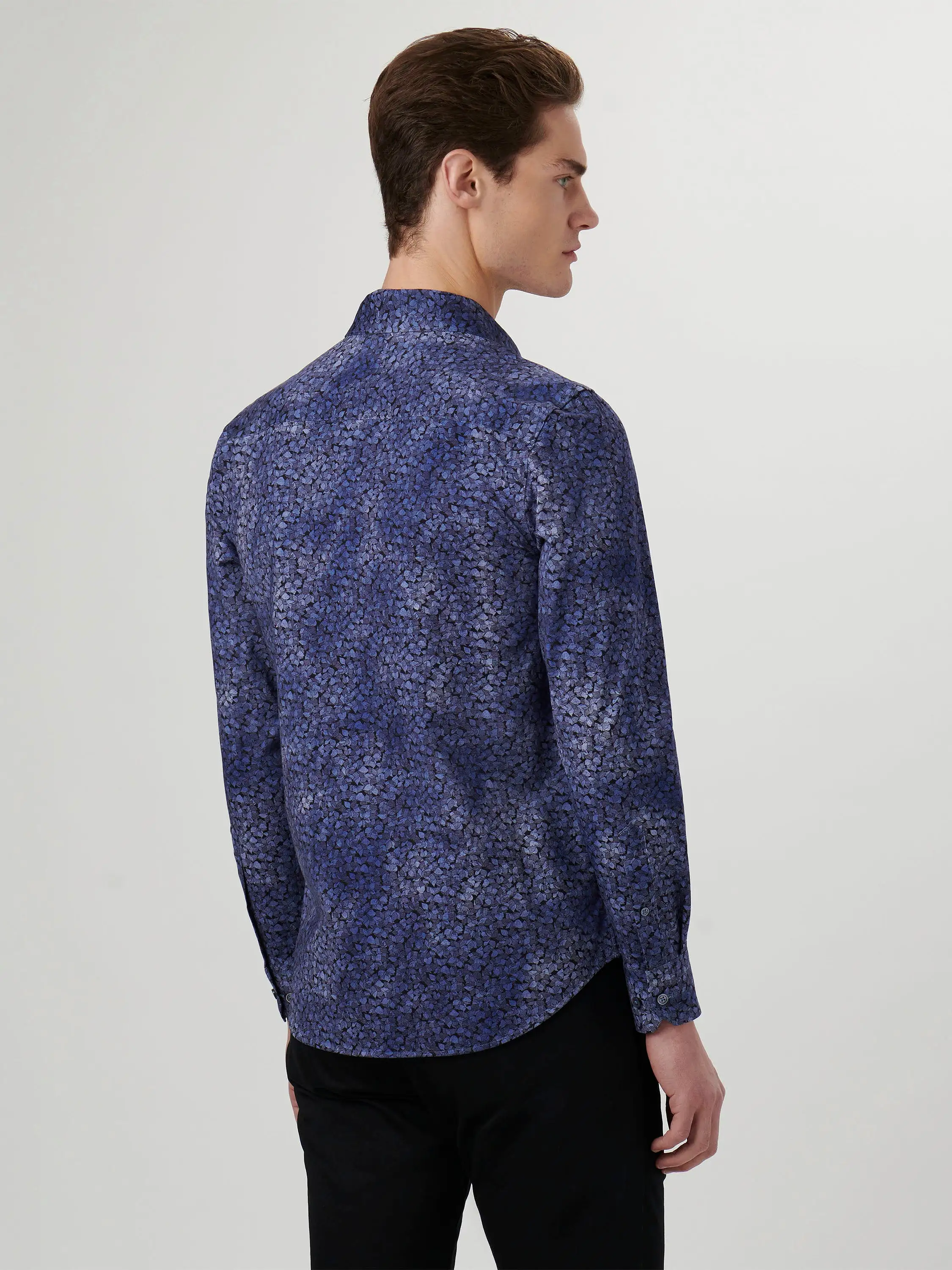 Men's Bugatchi | James Printed OoohCotton Shirt | Indigo