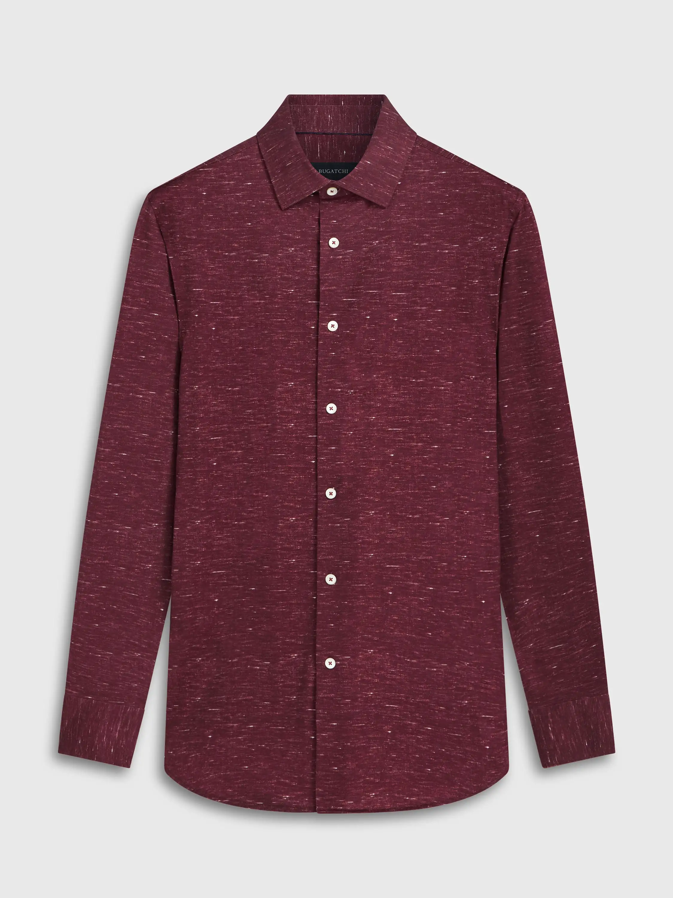 Men's Bugatchi | James Spread Collar OoohCotton Shirt | Cabernet