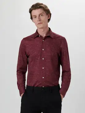 Men's Bugatchi | James Spread Collar OoohCotton Shirt | Cabernet