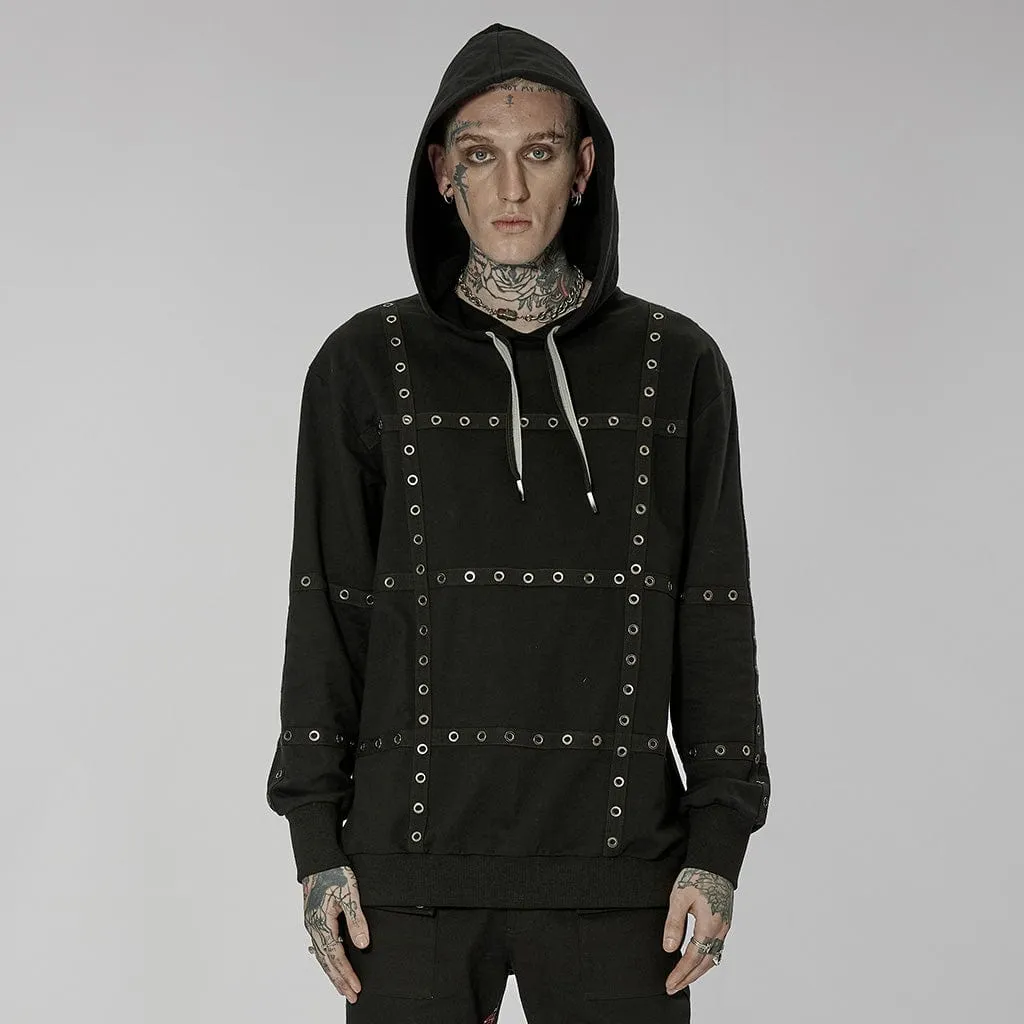 Men's Punk Drawstring Splice Hoodies