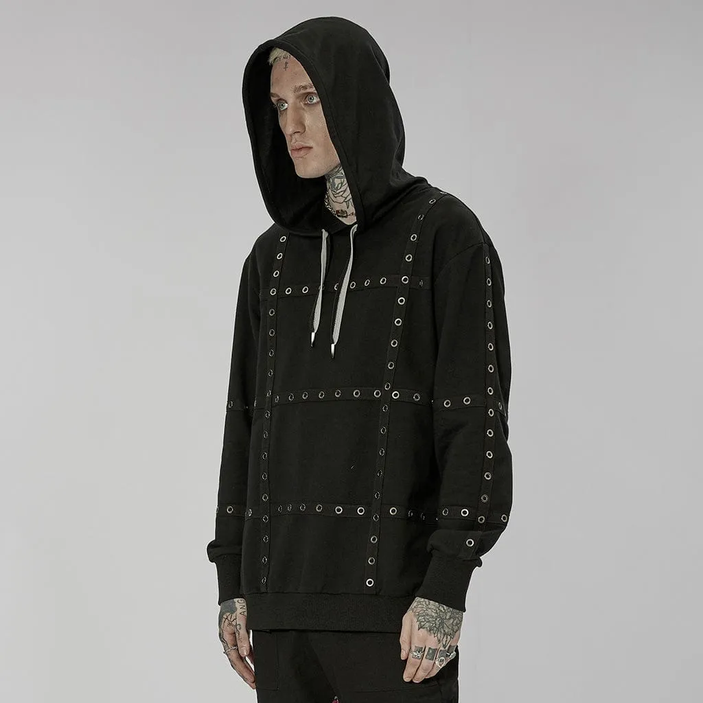 Men's Punk Drawstring Splice Hoodies