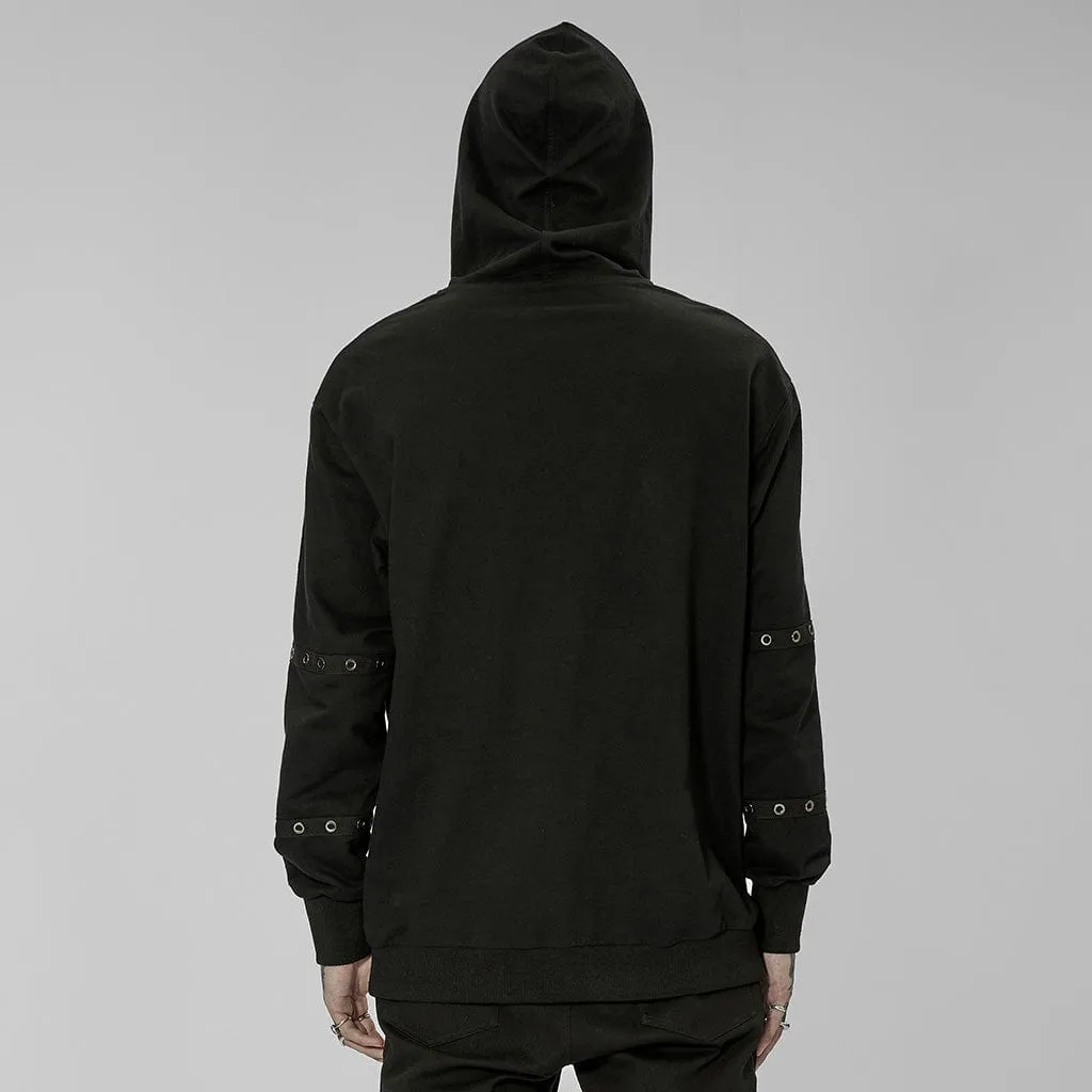 Men's Punk Drawstring Splice Hoodies