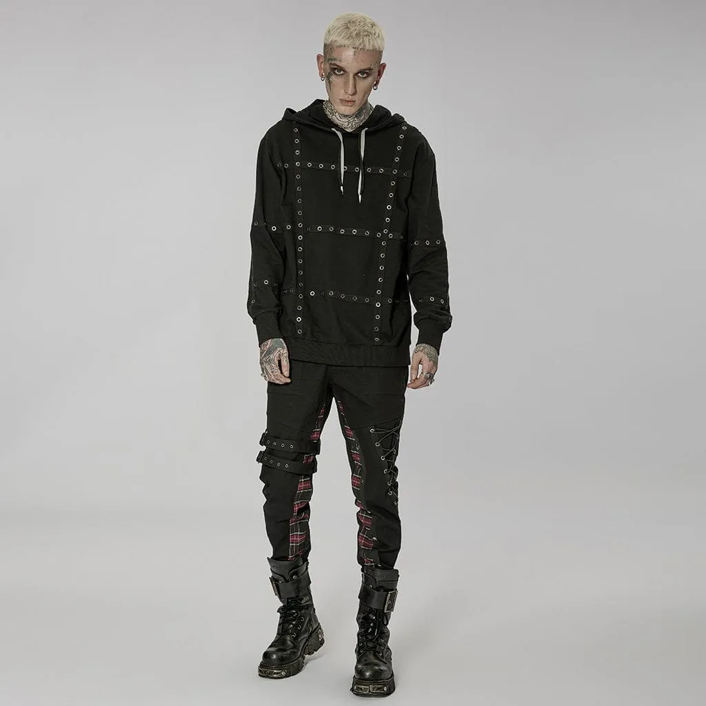 Men's Punk Drawstring Splice Hoodies