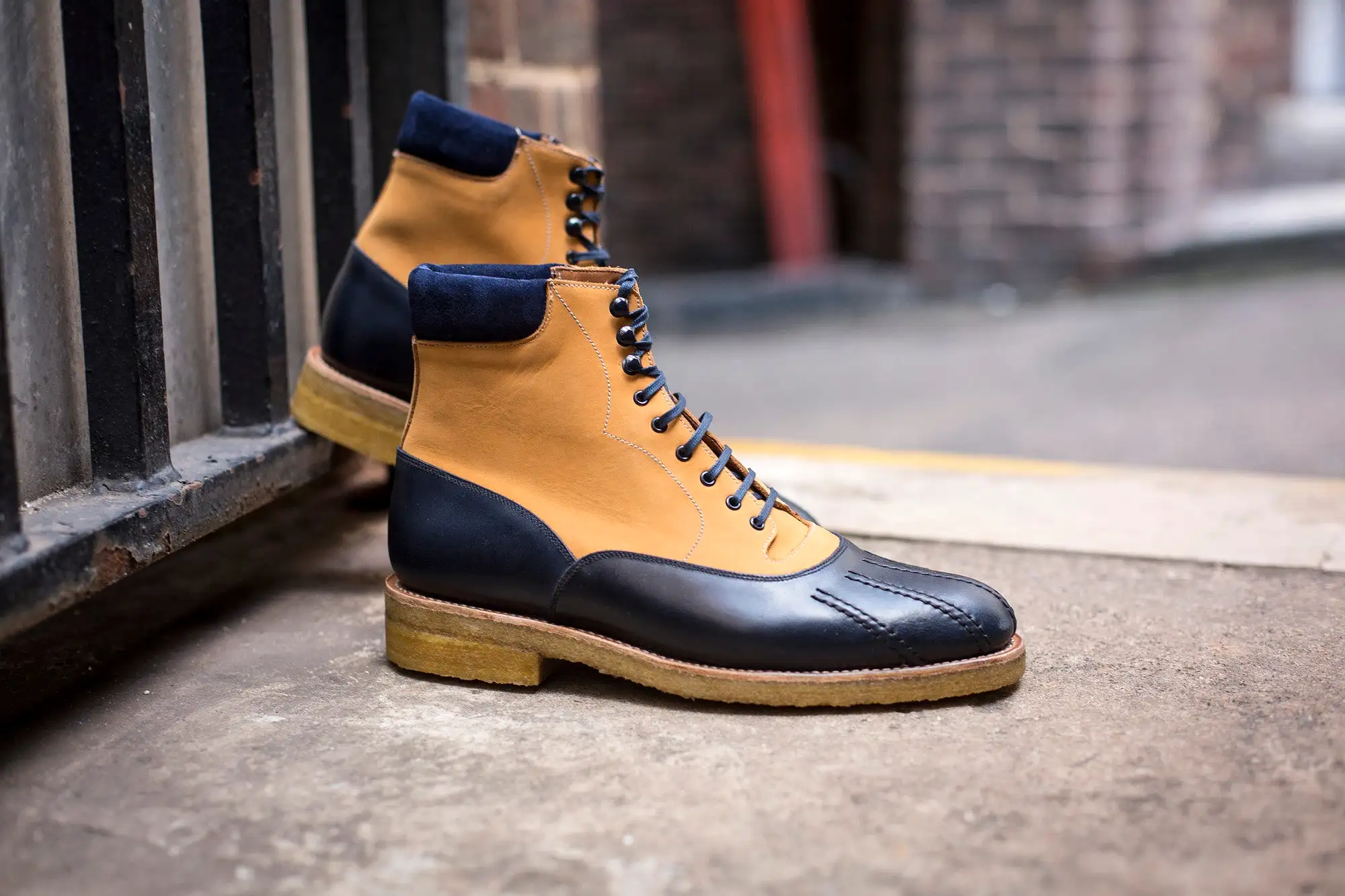 Mercer - MTO - Navy Calf / Tan Nubuck - TMG Last - Crepe Rubber Sole