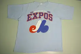 Montreal Expos Vintage Big Logo Artex MLB 1989 80's Single Stitch Baby Blue T-Shirt