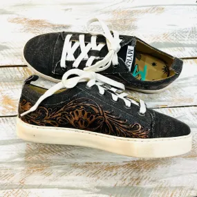 Myra Handtooled Leather & Canvas Sneaker