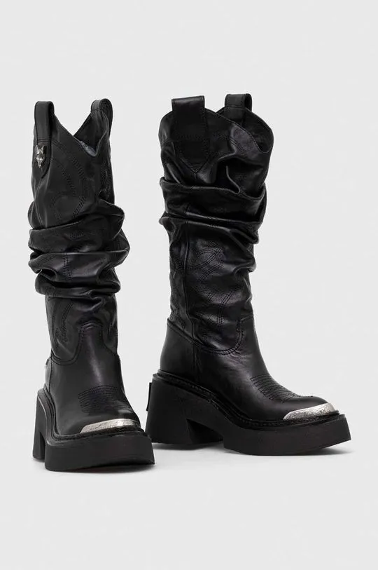 Naked Wolfe leather boots Stable women's black color