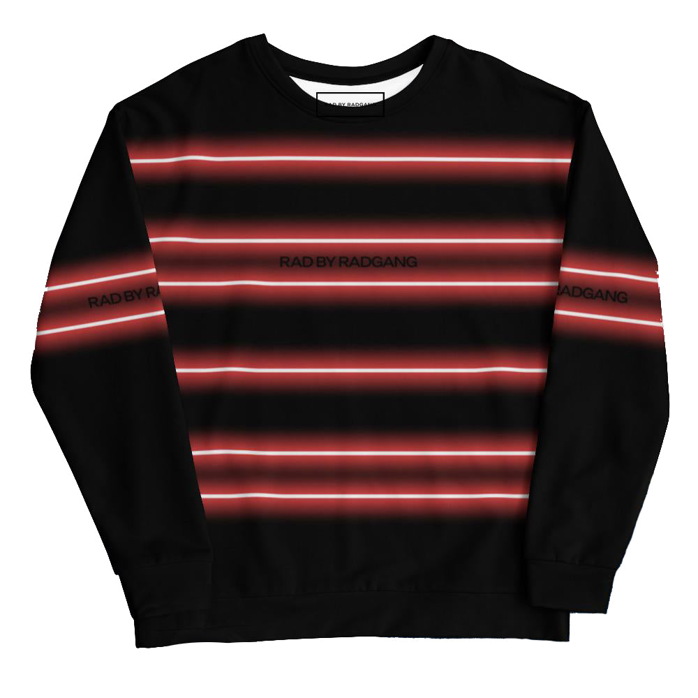 NEON LIGHT STRIPED SWEATSHIRT - BLACK - RED