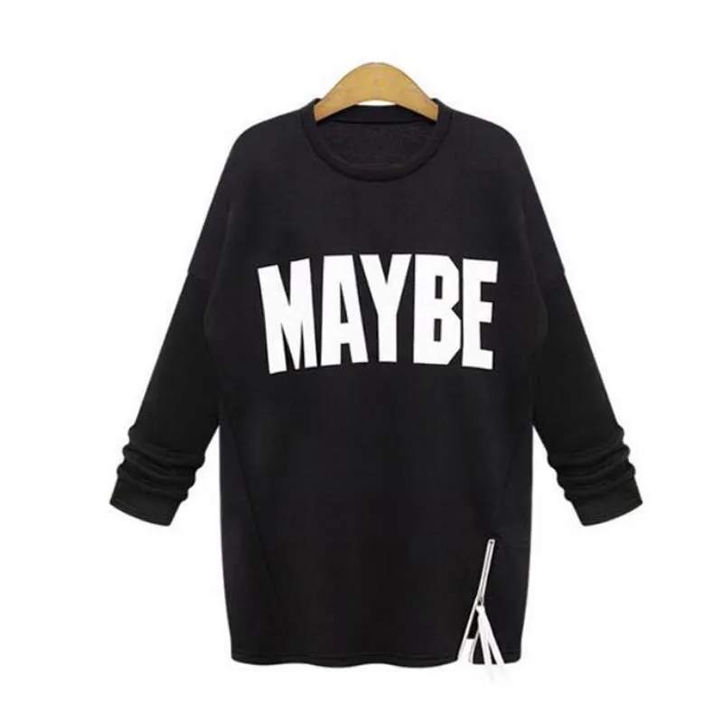 New Outerwear Thick Full Female O-neck Coat Oblique Zipper Letter Printed High Quality Pullovers 70221 SM6