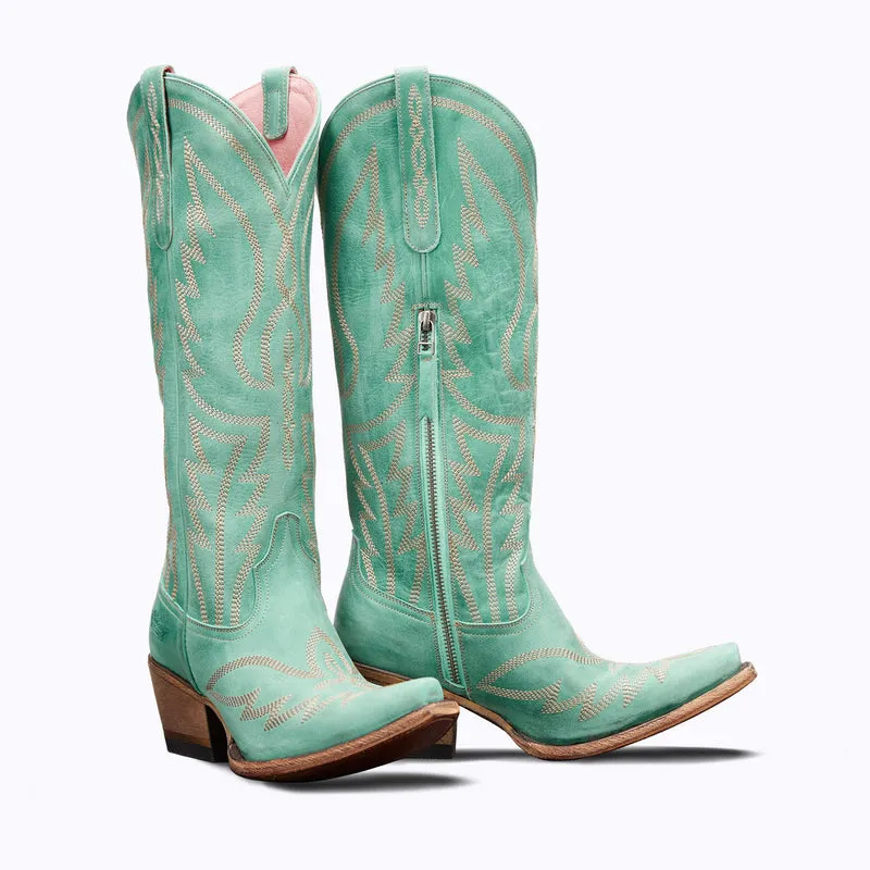 Nighthawk Taos Turquoise Leather Snip Toe Cowgirl Boots