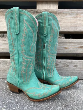 Nighthawk Taos Turquoise Leather Snip Toe Cowgirl Boots