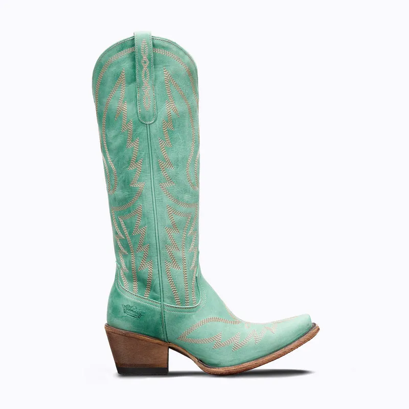 Nighthawk Taos Turquoise Leather Snip Toe Cowgirl Boots