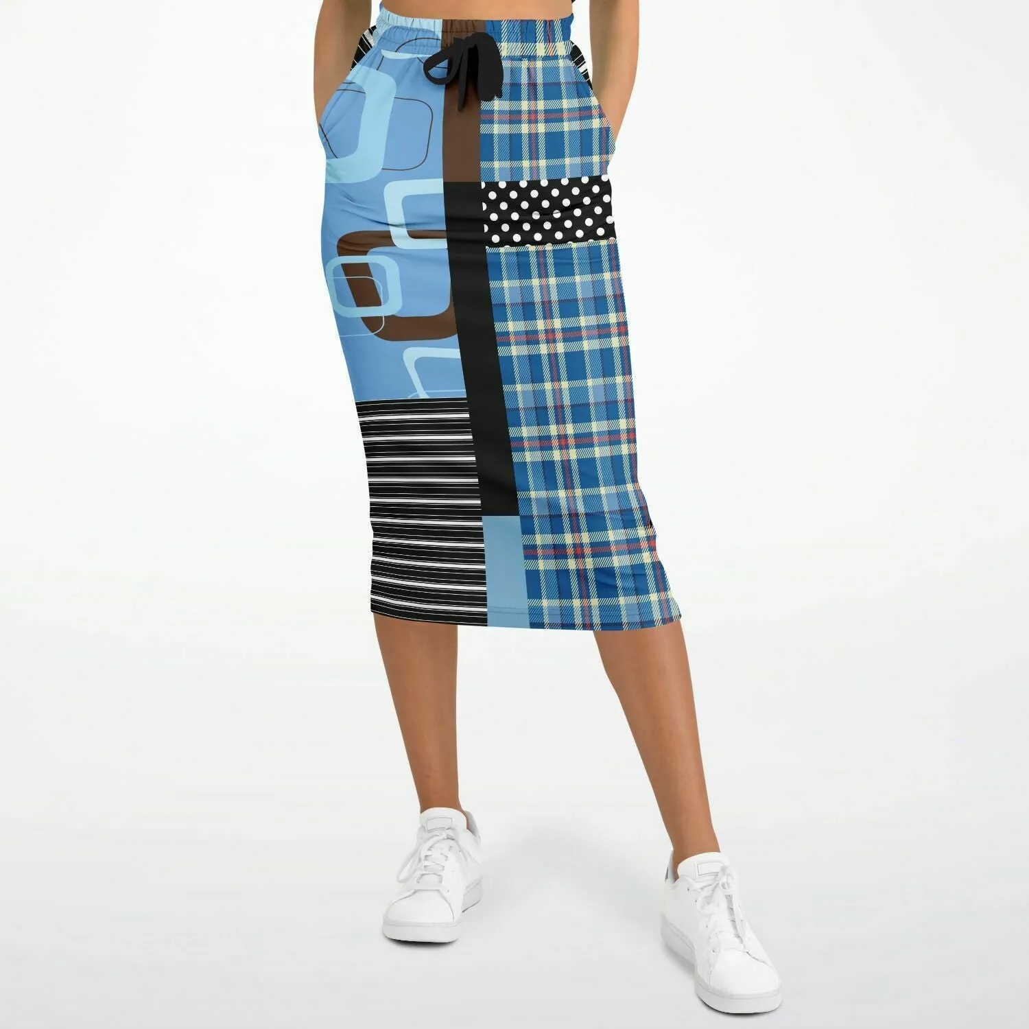 Pacific Palisades Geo Patchwork Eco-Poly Long Pocket Skirt