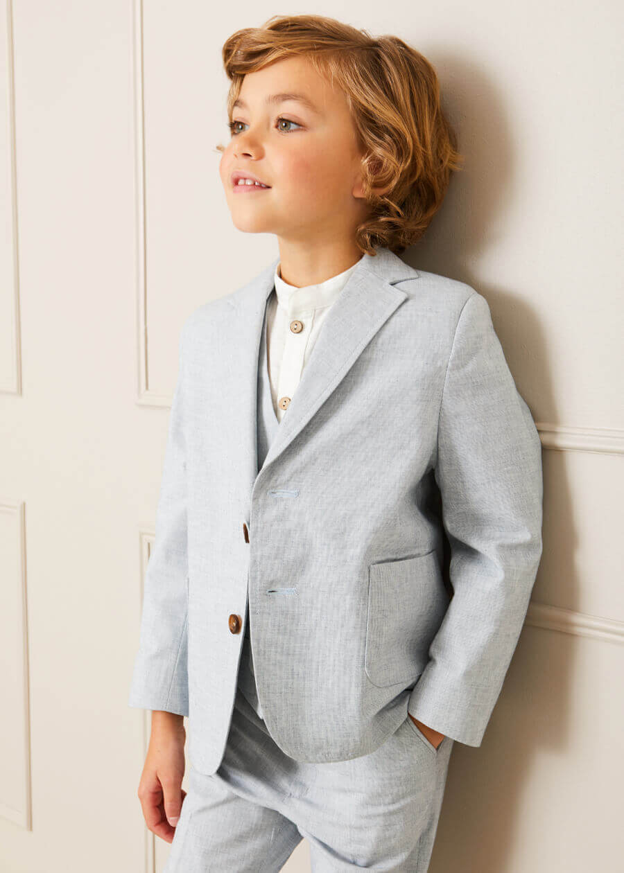 Plain Light Linen Blazer in Blue (4-10yrs)