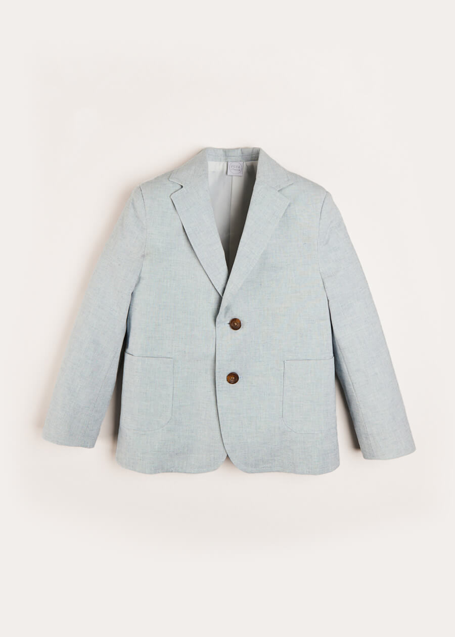 Plain Light Linen Blazer in Blue (4-10yrs)