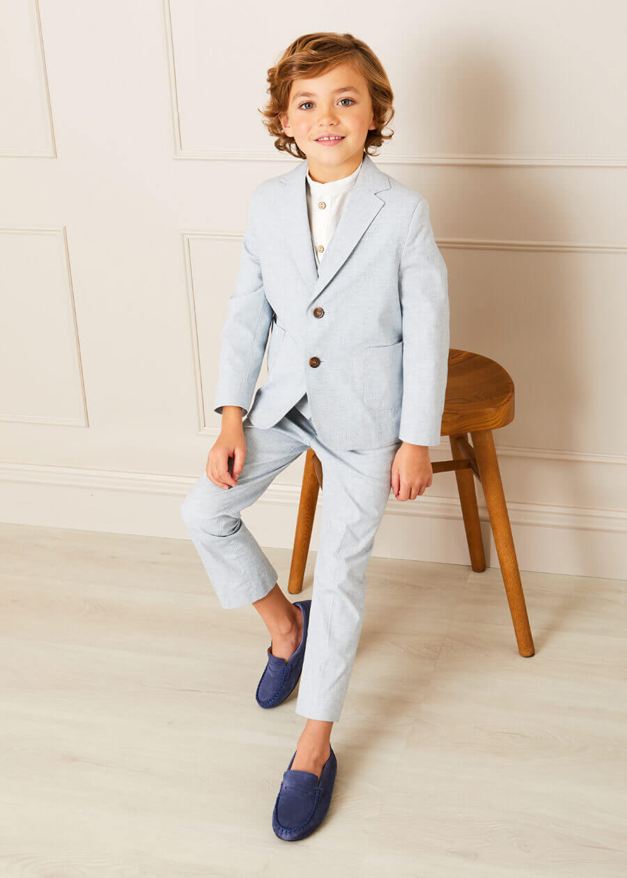 Plain Light Linen Blazer in Blue (4-10yrs)