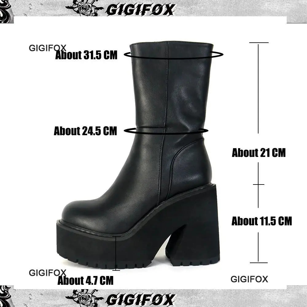 Platform High Heeled Boots Gothic Style