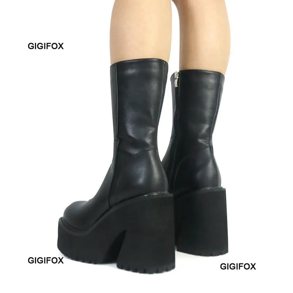 Platform High Heeled Boots Gothic Style