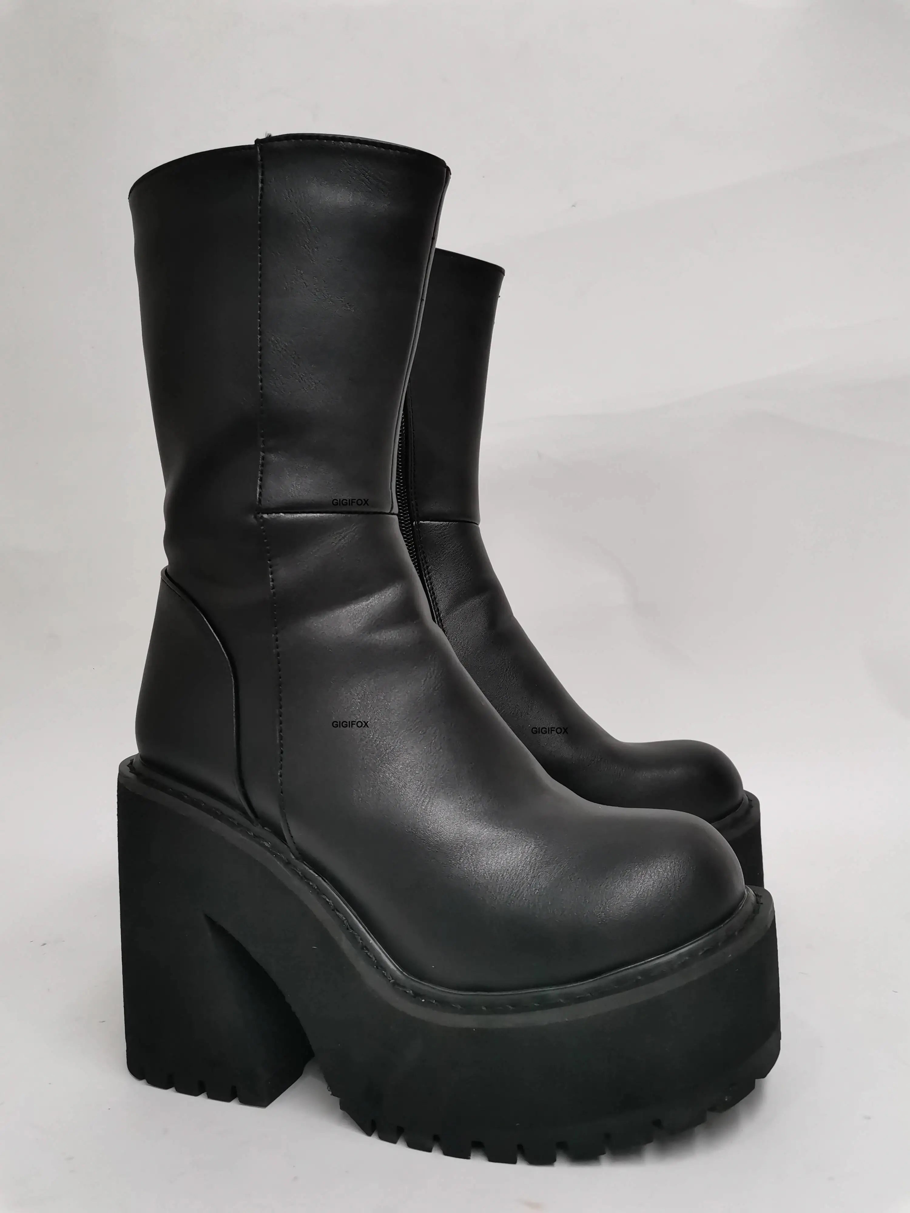 Platform High Heeled Boots Gothic Style