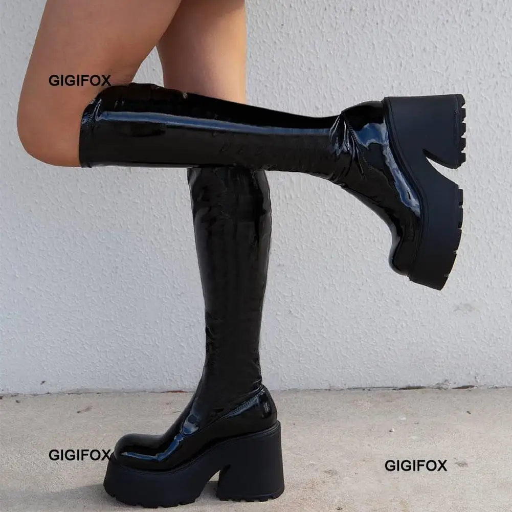 Platform High Heeled Boots Gothic Style