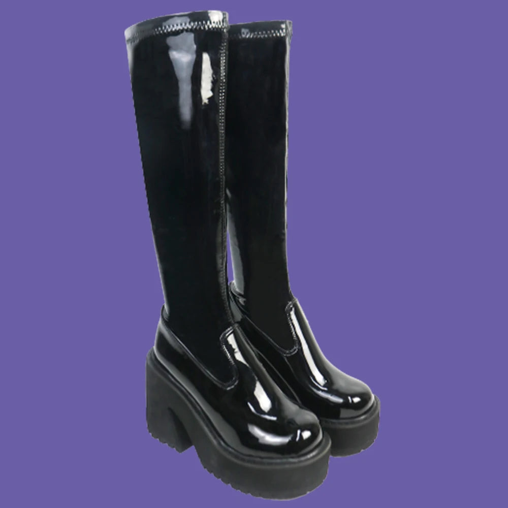 Platform High Heeled Boots Gothic Style