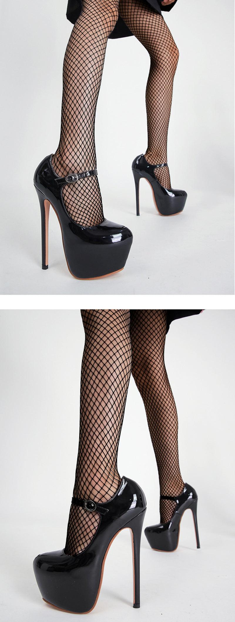 Platform Pumps Round Toe Buckle Strap