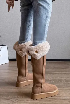 Plush Platform Knee-high Snow Boots