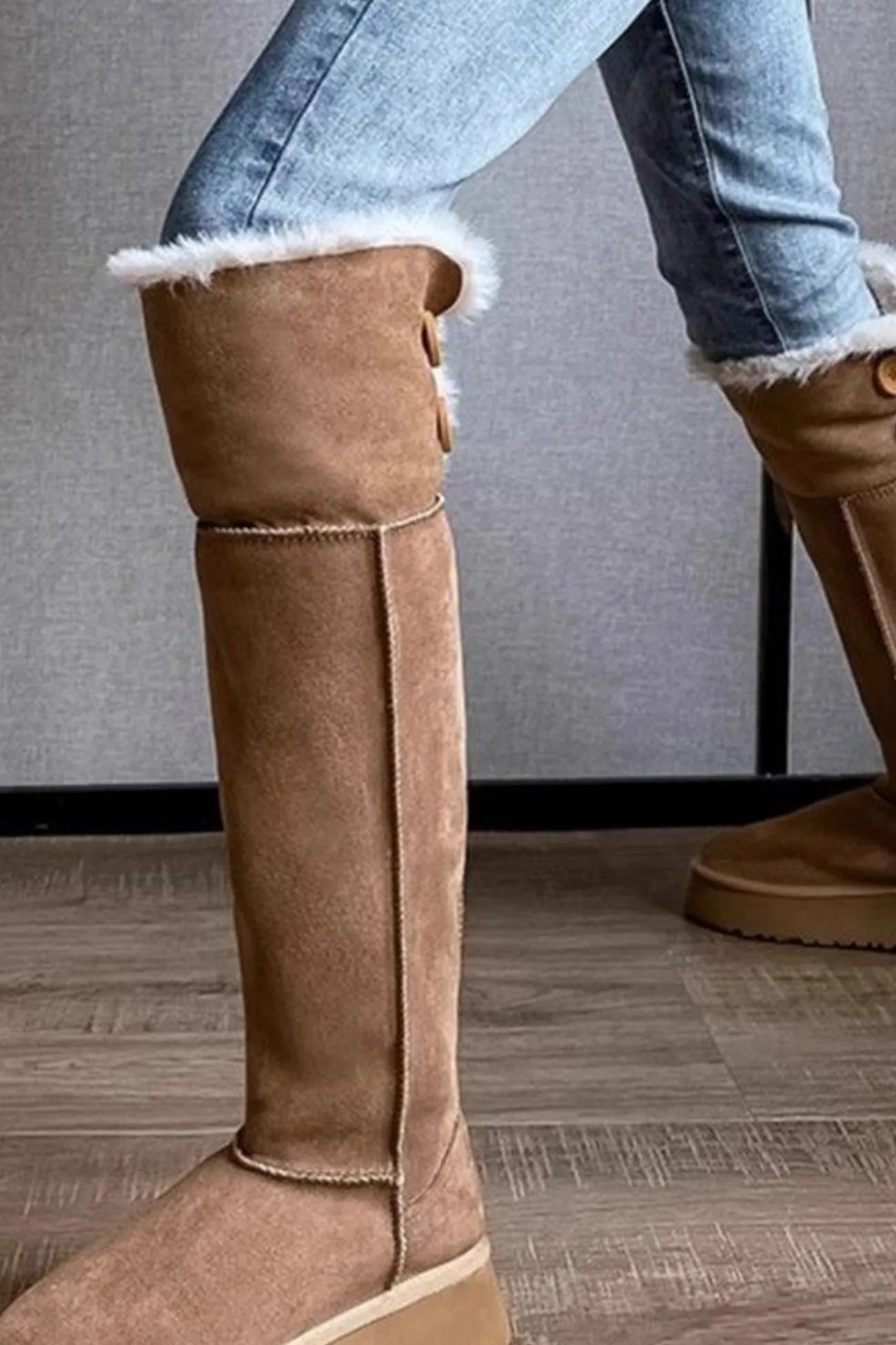 Plush Platform Knee-high Snow Boots