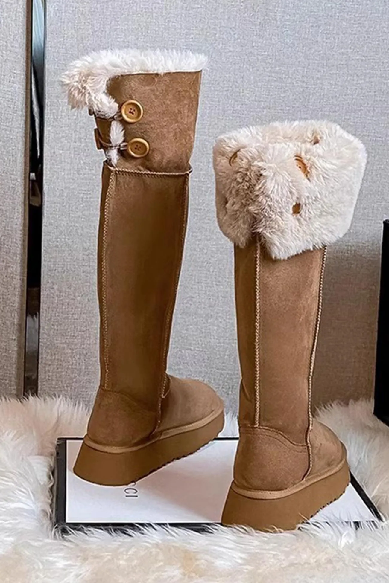 Plush Platform Knee-high Snow Boots