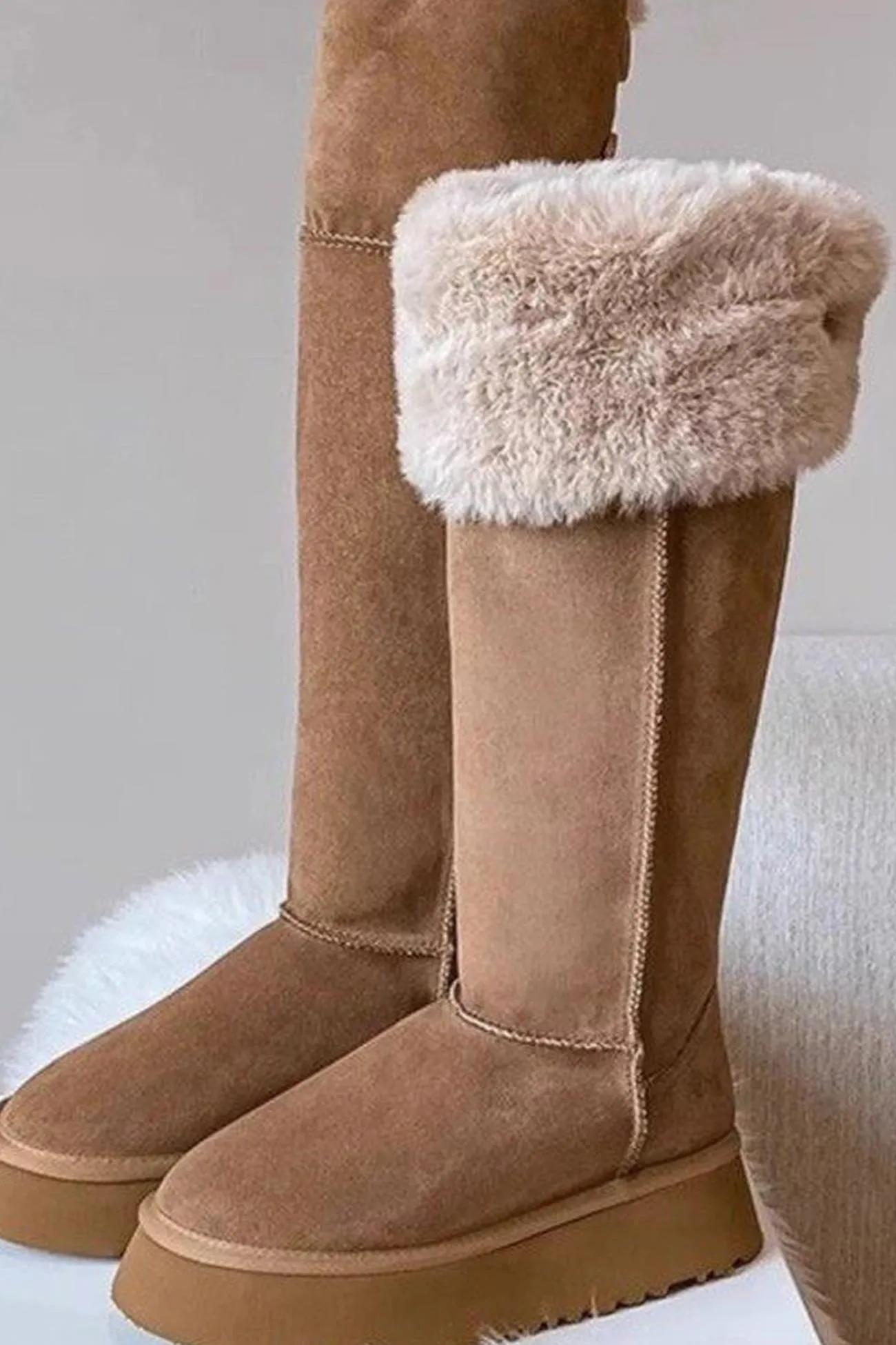 Plush Platform Knee-high Snow Boots