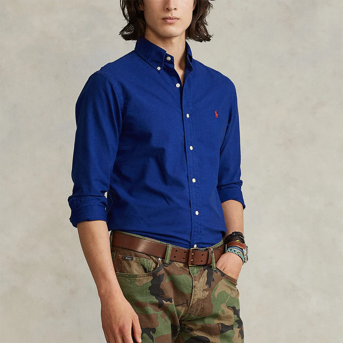 Polo Ralph Lauren - Slim Fit Long Sleeve Sport Shirt in Blue