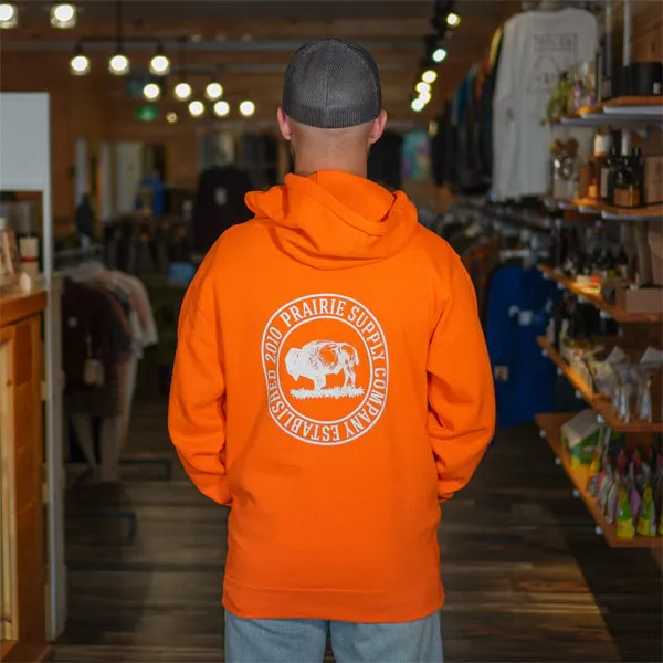 Prairie Supply Company Hoodies - Reverse Cultivated Circle - Safety Orange