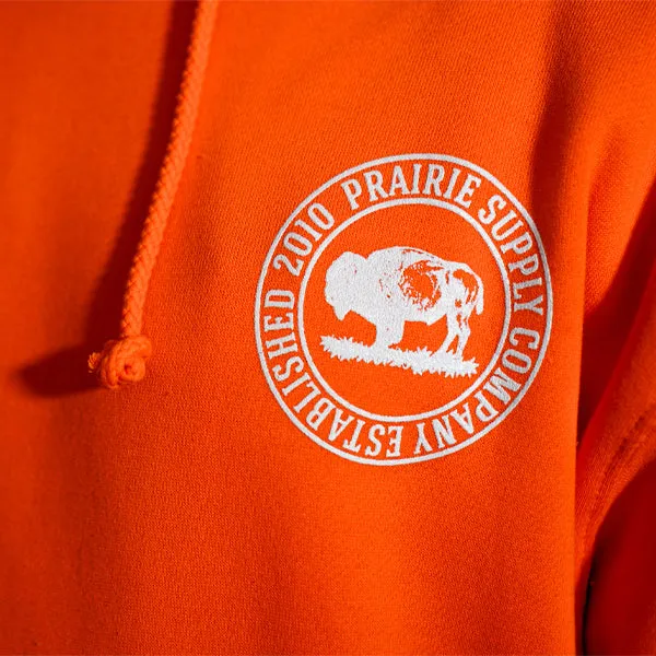 Prairie Supply Company Hoodies - Reverse Cultivated Circle - Safety Orange