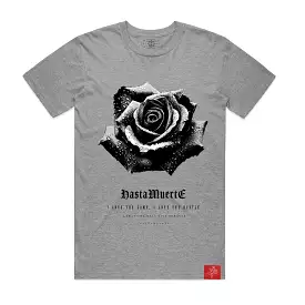 PRAY THE REAL ROSE  TEE HEATHER GREY