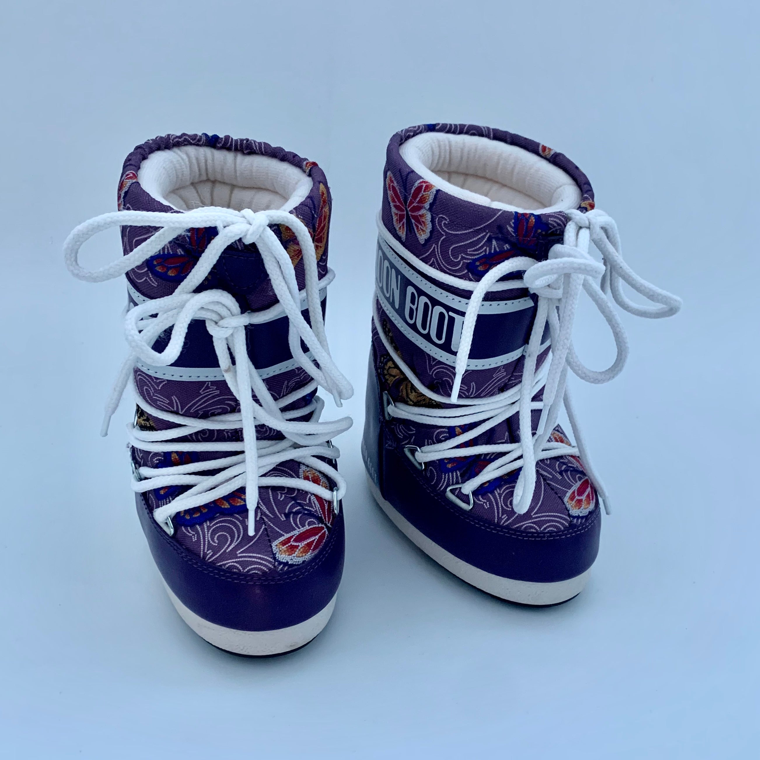 Purple Butterfly Print Moon Boots: Size EU 23-26