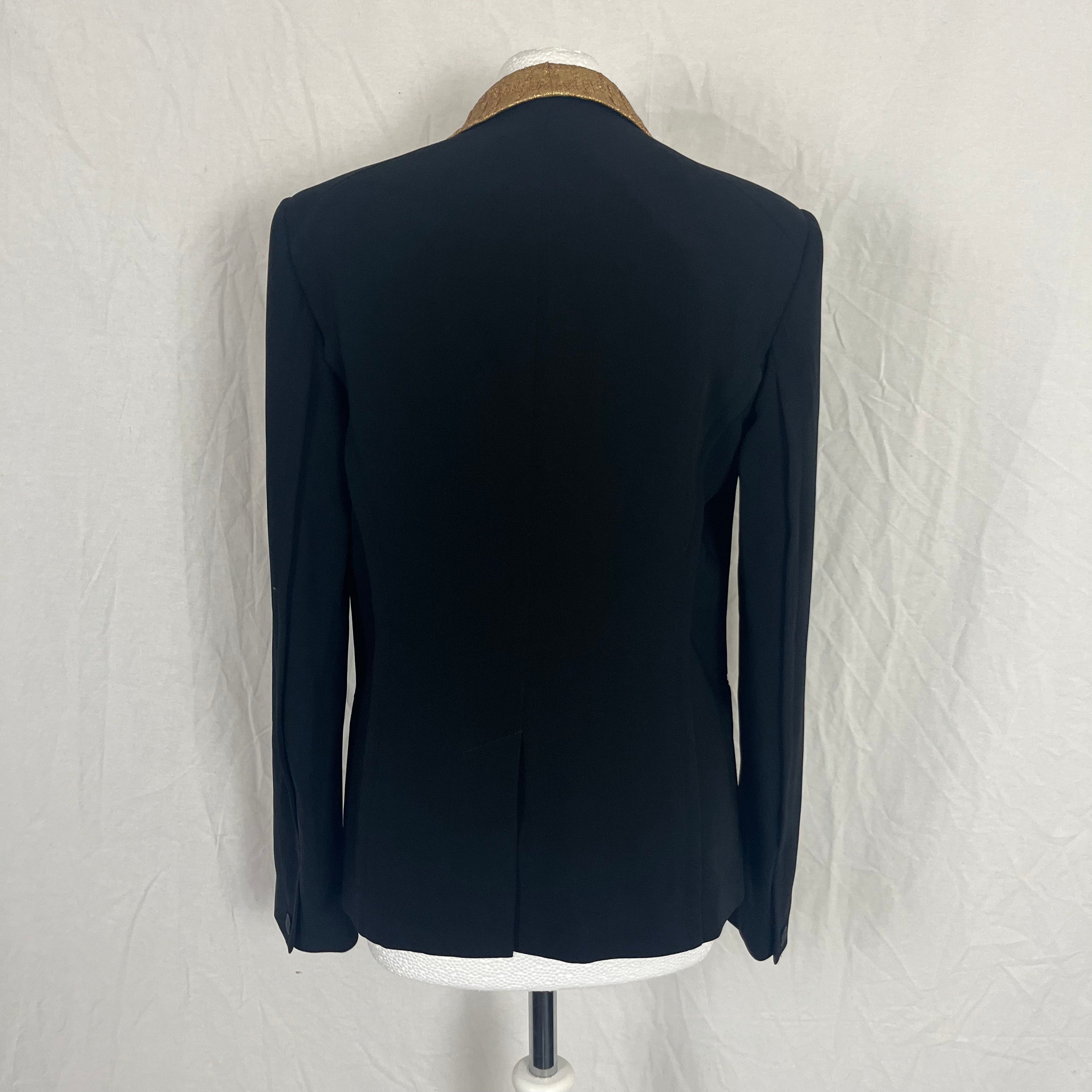 Rag & Bone Black Crepe & Gold Brocade Tuxedo Jacket S