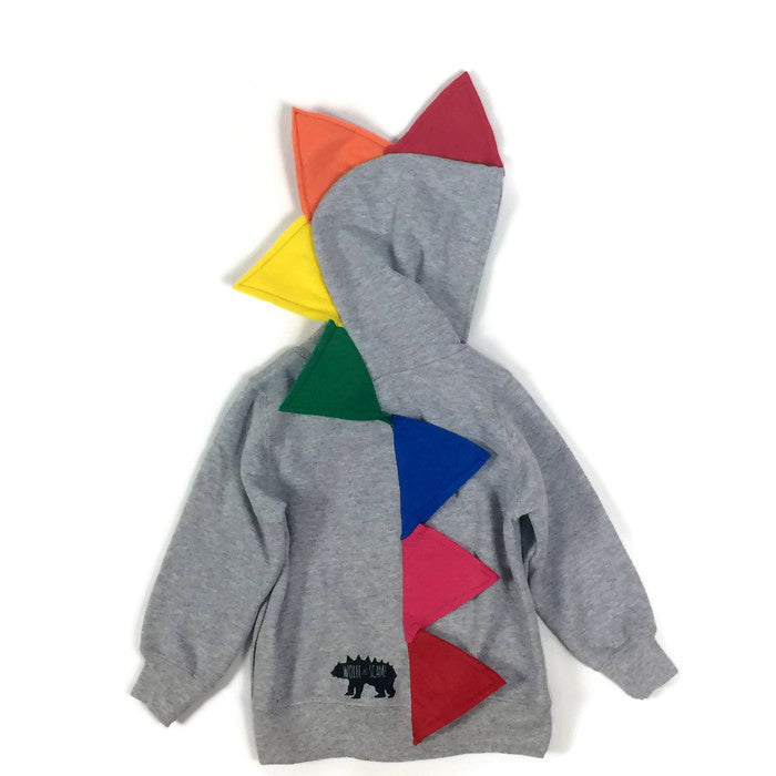 Rainbow Dinosaur Hoodie for Babies, Toddlers and Kids - Gray Jacket