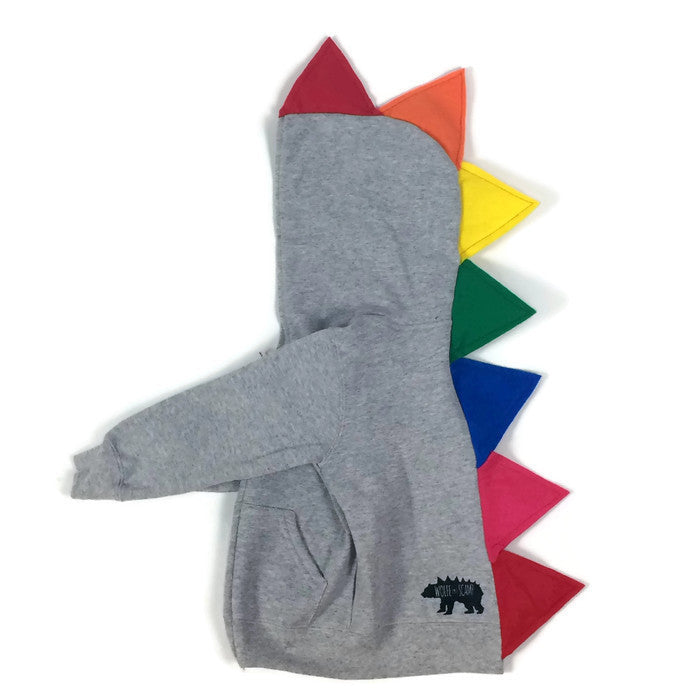 Rainbow Dinosaur Hoodie for Babies, Toddlers and Kids - Gray Jacket