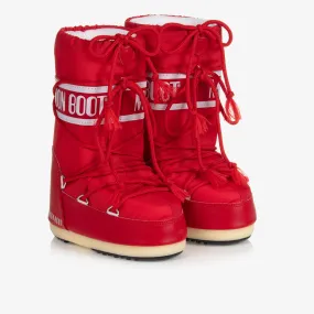 Red & White Icon Snow Boots