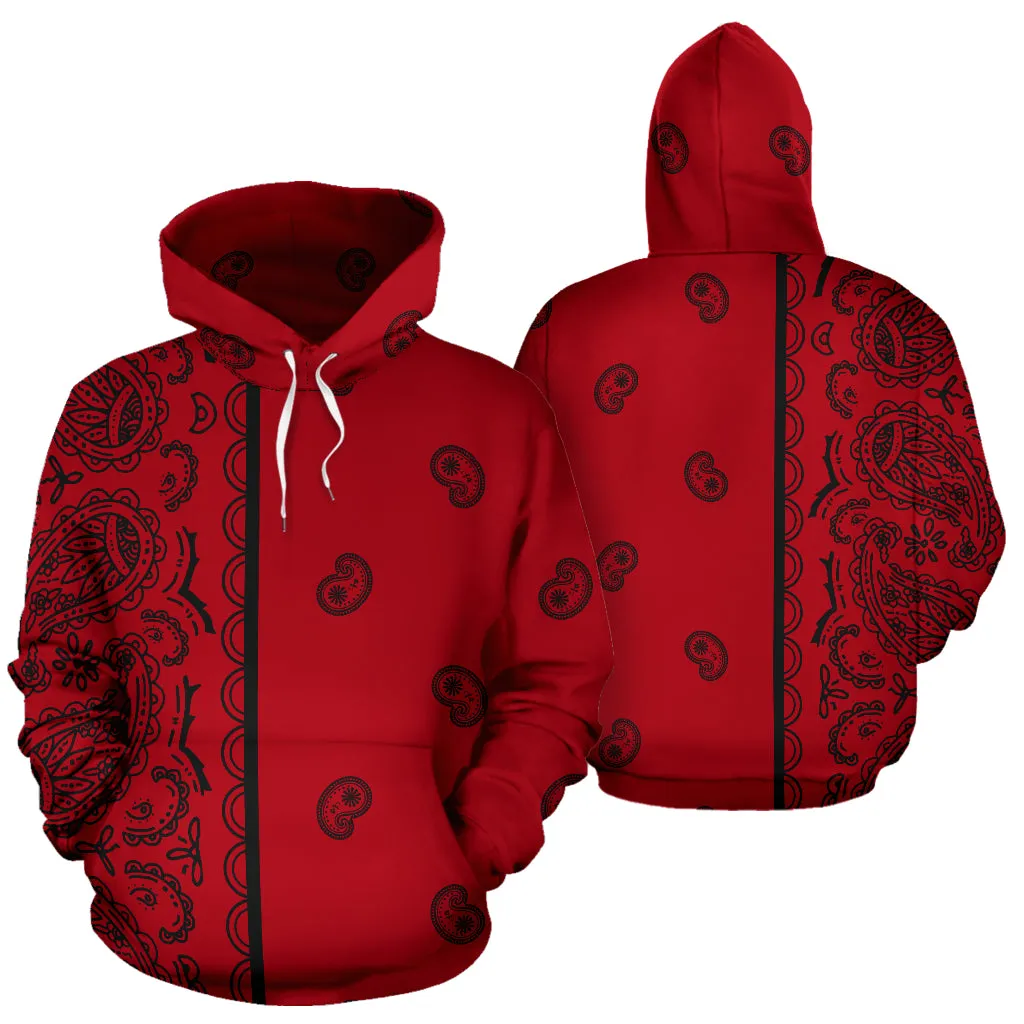 Red and Black Bandana Pullover Hoodie