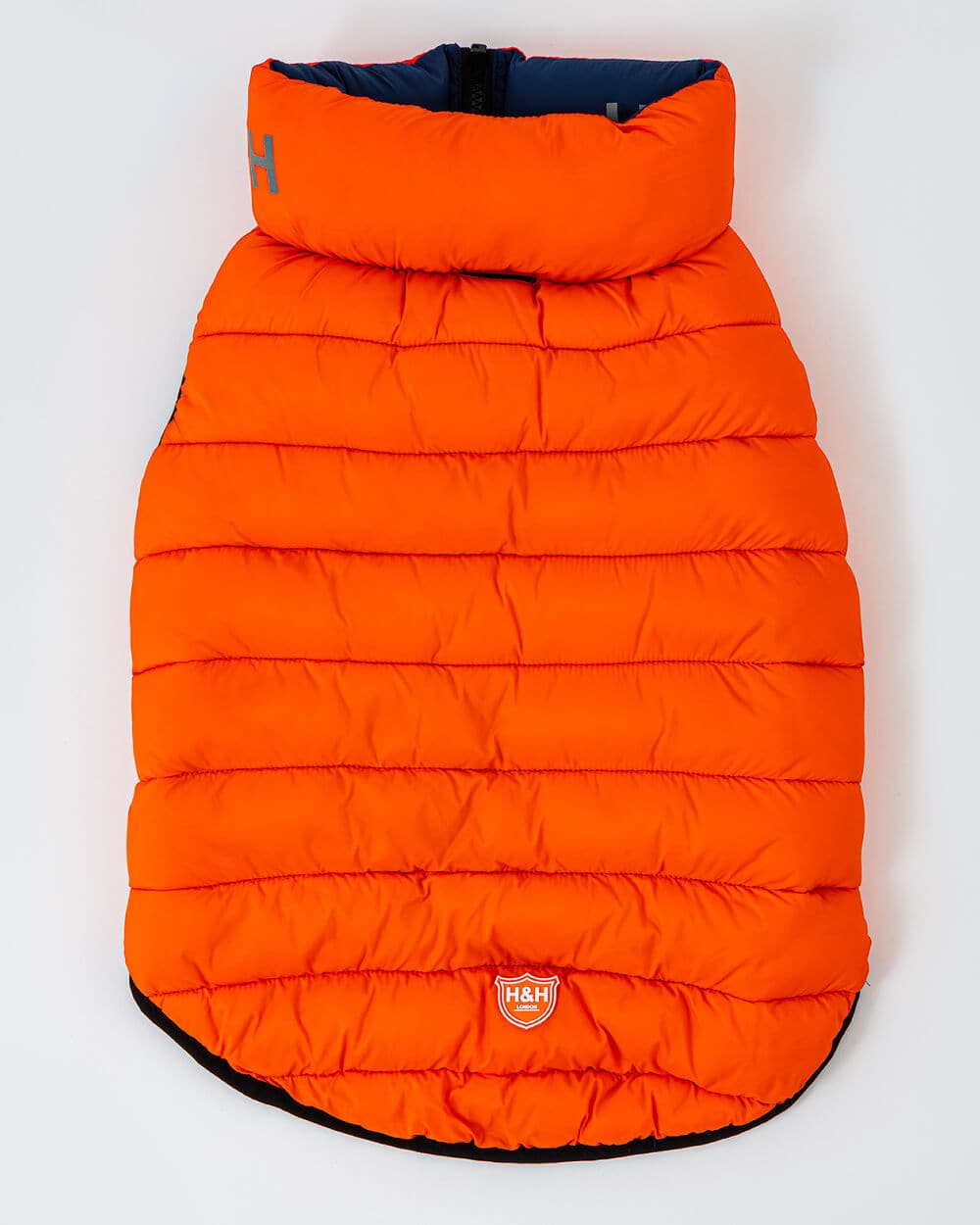 Reversible Dog Puffer Jacket - Orange and Navy