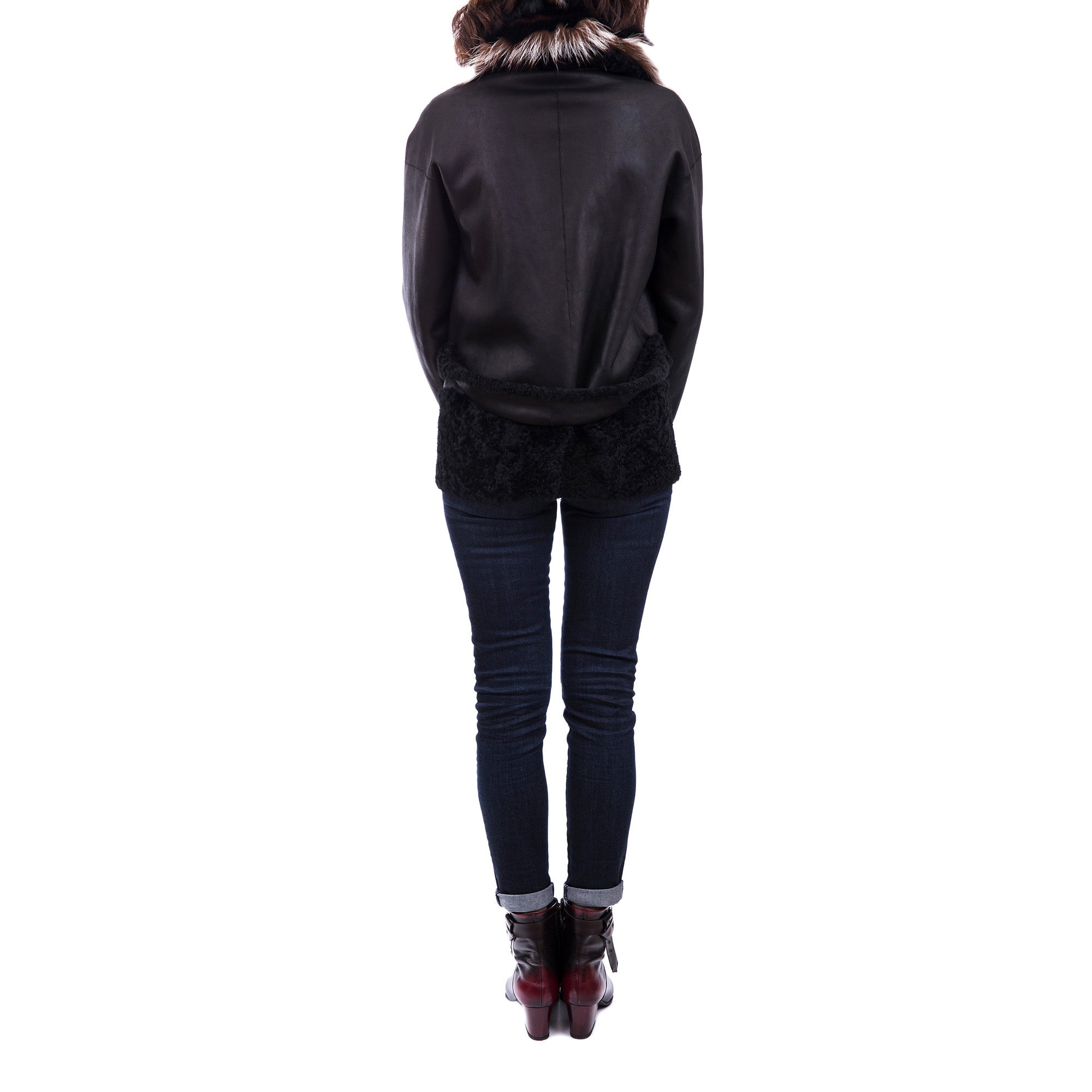 Reversible Lamb Jacket with Fur Pacaja Nero