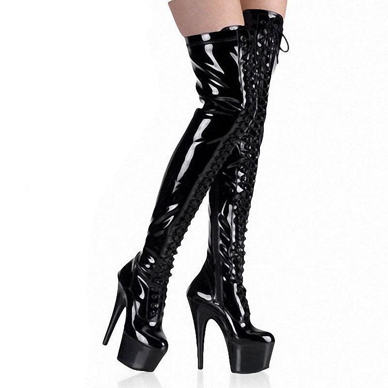 Sexy Fetish Shoes Over The Punk Knee With Ultra High Heels