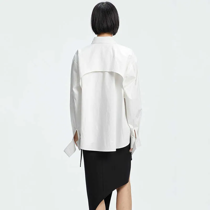 Shion Loose Long Sleeve Irregular Shirt - White