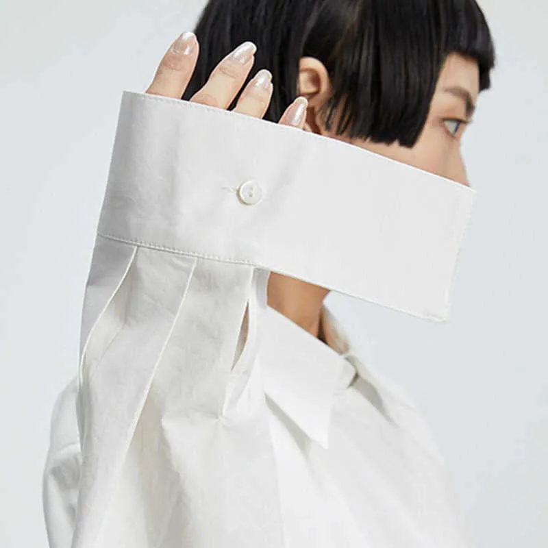 Shion Loose Long Sleeve Irregular Shirt - White