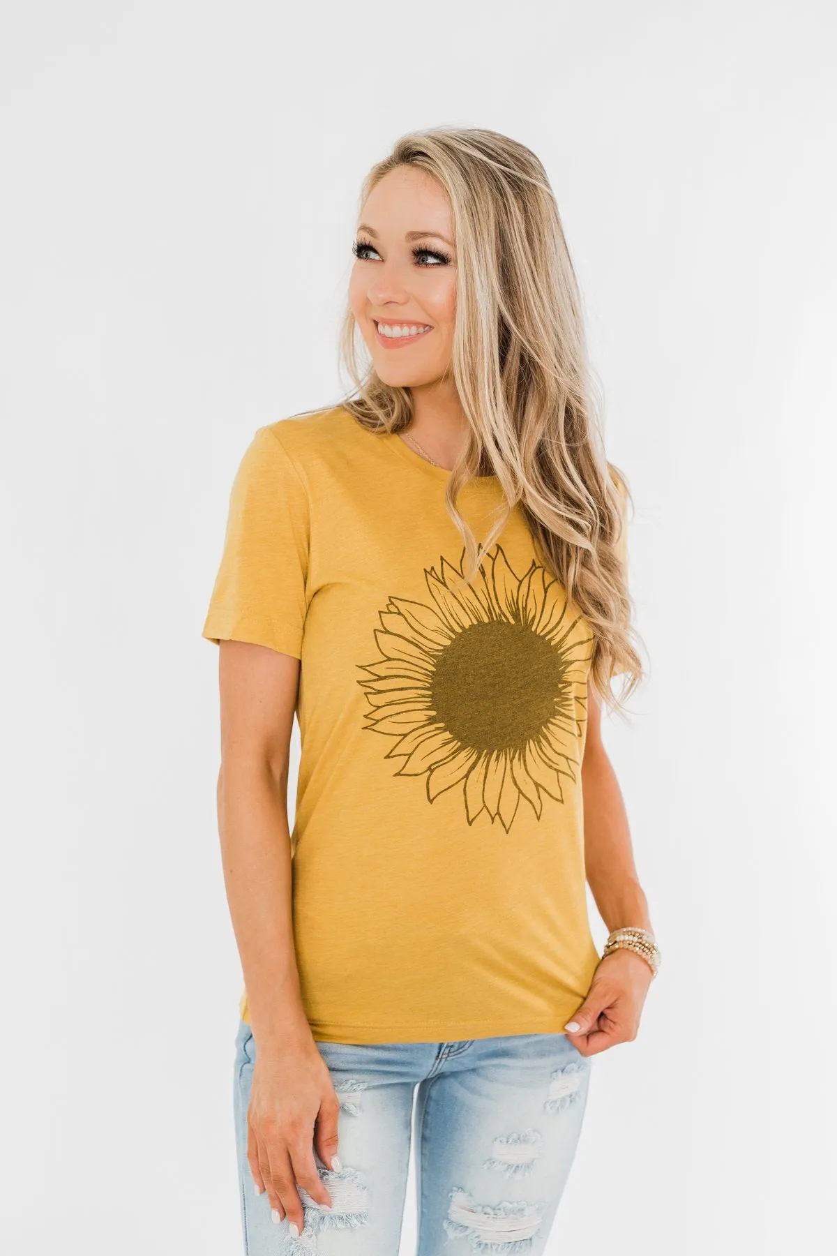 Simple Sunflower Graphic Tee- Yellow