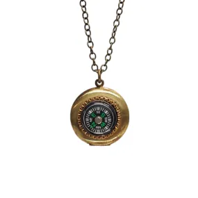 Small Vintage Locket Necklace - Compass