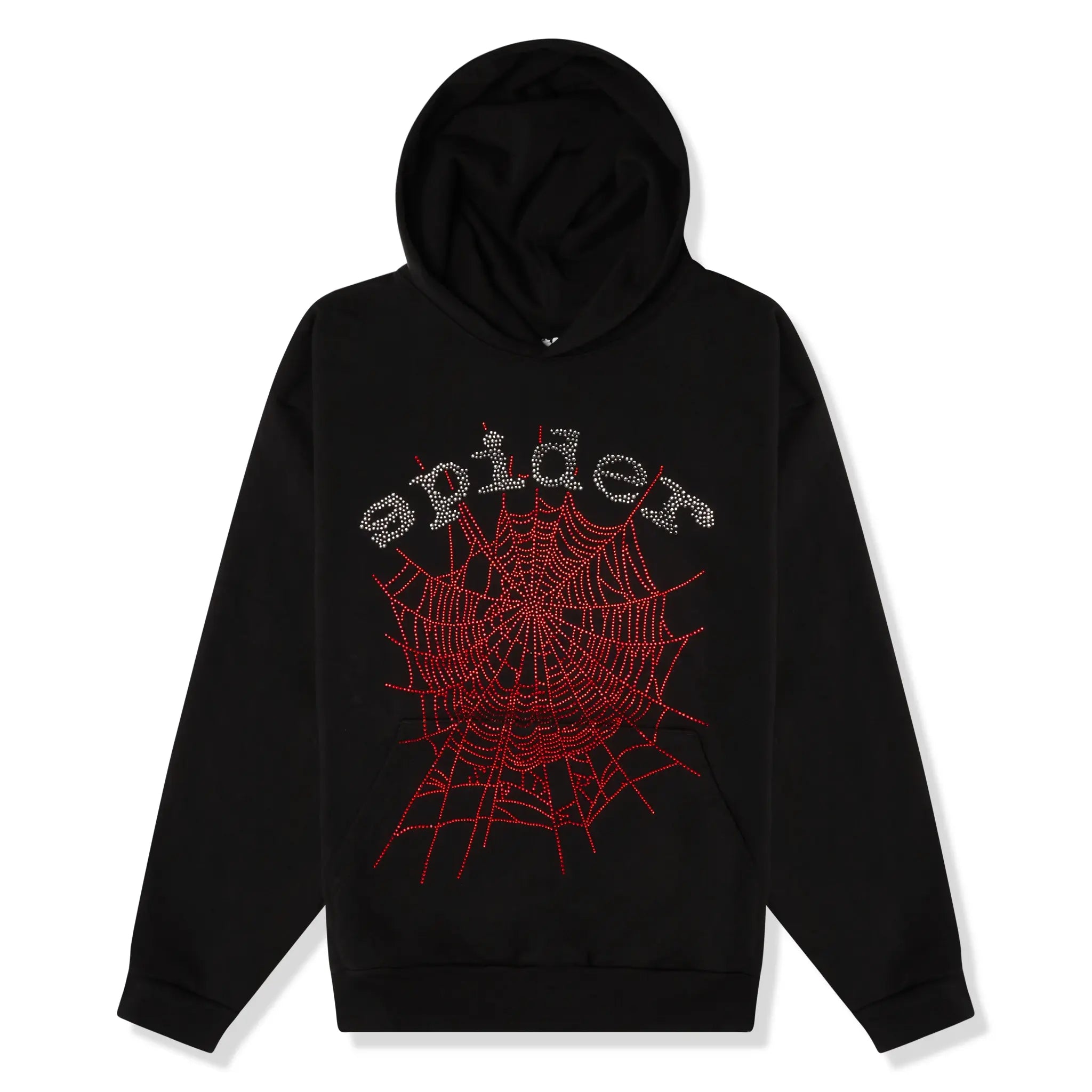 Sp5der OG Rhinestone Logo Black Hoodie