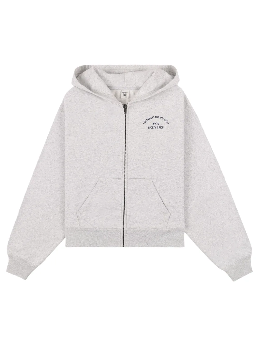 Sporty & Rich LA Athletic Grp Zip Crop Hoodie in Heather Gray