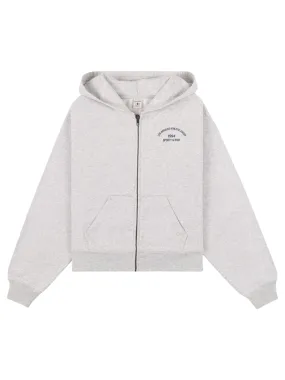 Sporty & Rich LA Athletic Grp Zip Crop Hoodie in Heather Gray